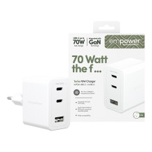 PanzerGlass empower™ by ® Turbo 70W Charger incl. 2 x USB-C + USB-A, EU Plug, Silver White