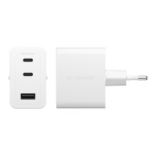 PanzerGlass empower™ by ® Turbo 70W Charger incl. 2 x USB-C + USB-A, EU Plug, Silver White