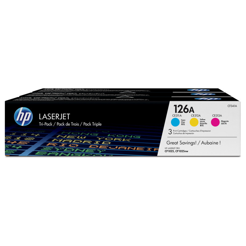 HP 126A 3-pack Cyan / Magenta / Yellow Original LaserJet Toner Cartridges toner cartridge