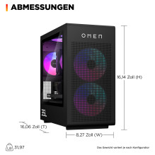HP OMEN GT16-1472ng 35L žaidimų stacionarus kompiuteris RYZ7 9800X3D / 32GB / 1TBSSD / RTX5070Ti / W11Home