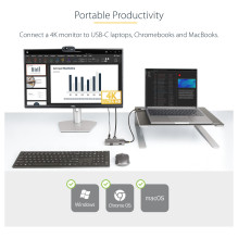 „StarTech.com 104B-USBC-MULTIPORT“ nešiojamųjų kompiuterių dokas / prievadų replikatorius