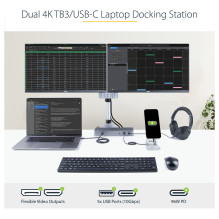 „StarTech.com“ TB3CDK2DHUE nešiojamojo kompiuterio dokas / prievadų replikatorius