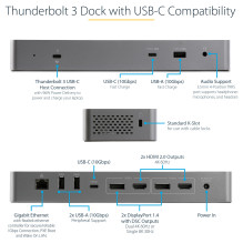 StarTech.com TB3CDK2DHUE laptop dock / port replicator