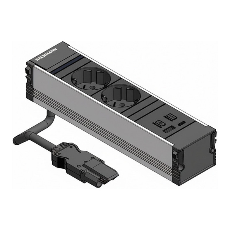 BACHMANN CONI 2x Schuko lizdas 1x USB A / C 22W juodas