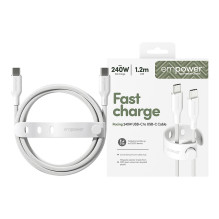 PanzerGlass empower™ by ® Racing 240W USB-C to USB-C Cable, USB 2.0, 1.2M, Silver White USB cable