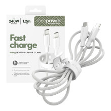 PanzerGlass empower™ by ® Racing 240W USB-C to USB-C Cable, USB 2.0, 1.2M, Silver White USB cable