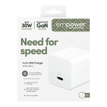 „PanzerGlass empower™ by ® Turbo“ 30 W įkroviklis, vienas USB-C, ES kištukas, sidabriškai baltas „PanzerGlass empower™ by ® Turbo“ 30 W įkroviklis, vienas USB-C, ES kištukas, sidabriškai baltas