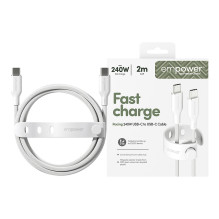 PanzerGlass empower™ by ® Racing 240W USB-C to USB-C Cable, USB 2.0, 2M, Silver White USB cable PanzerGlass empower™ by ® Racing 240W USB-C to USB-C Cable, USB 2.0, 2M, Silver White USB cable