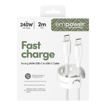 „PanzerGlass empower™ by ® Racing“ 240 W USB-C–USB-C laidas, USB 2.0, 2 m, sidabriškai baltas USB laidas