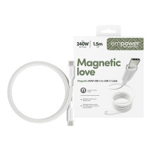 „PanzerGlass empower™ by ®“ magnetinis 240 W USB-C–USB-C laidas, USB 2.0, 1,5 m, sidabriškai baltas USB laidas „PanzerGlass empower™ by ®“ magnetinis 240 W USB-C–USB-C laidas, USB 2.0, 1,5 m, sidabriškai baltas USB laidas