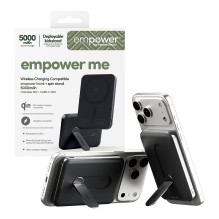„PanzerGlass empower™“ iš „® empower™“ banko su sukimo stovu, 5000 mAh, kosminės juodos spalvos „PanzerGlass empower™“ iš „® empower™“ banko su sukimo stovu, 5000 mAh, kosminės juodos spalvos