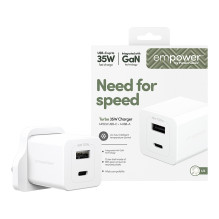 PanzerGlass empower™ by ® Turbo 35W Charger incl. USB-C + USB-A, UK Plug, Silver White