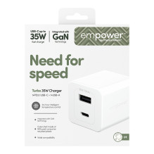 PanzerGlass empower™ by ® Turbo 35W Charger incl. USB-C + USB-A, UK Plug, Silver White