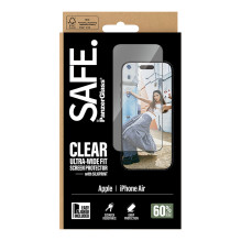 „PanzerGlass SAFE. by ®“ ekrano apsauga su juodu rėmeliu, skirta „iPhone Air“, itin plataus tvirtinimo krašto ir „EasyAl