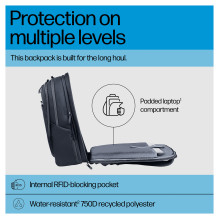 HP Travel Plus 30 litrų 17 colių nešiojamojo kompiuterio kuprinė HP Travel Plus 30 litrų 17 colių nešiojamojo kompiuterio kuprinė