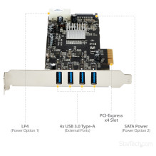 „StarTech.com“ PEXUSB3S44V sąsajos plokštės / adapteriai