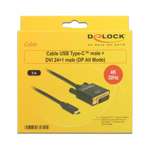 DeLOCK 2m, USB-C / DVI 24+1 USB graphics adapter
