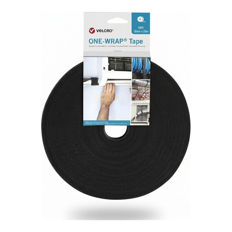 VELCRO ONE-WRAP flat cable runner, black, single, 16 x 70 mm