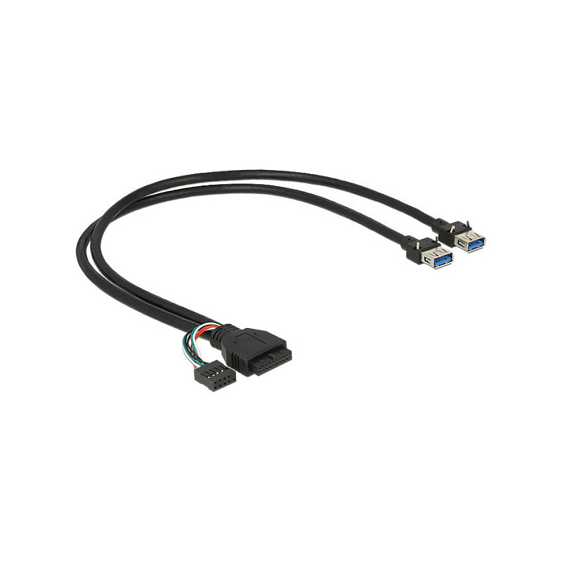 DeLOCK 0,45 m USB 3.0 kontaktų + USB 2.0 kontaktų / 2 x USB 3.0 A USB kabelis