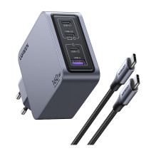 „UGREEN Nexode Pro 160W GaN“ įkroviklis su USB-C laidu