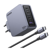 „UGREEN Nexode Pro 160W GaN“ įkroviklis su USB-C laidu
