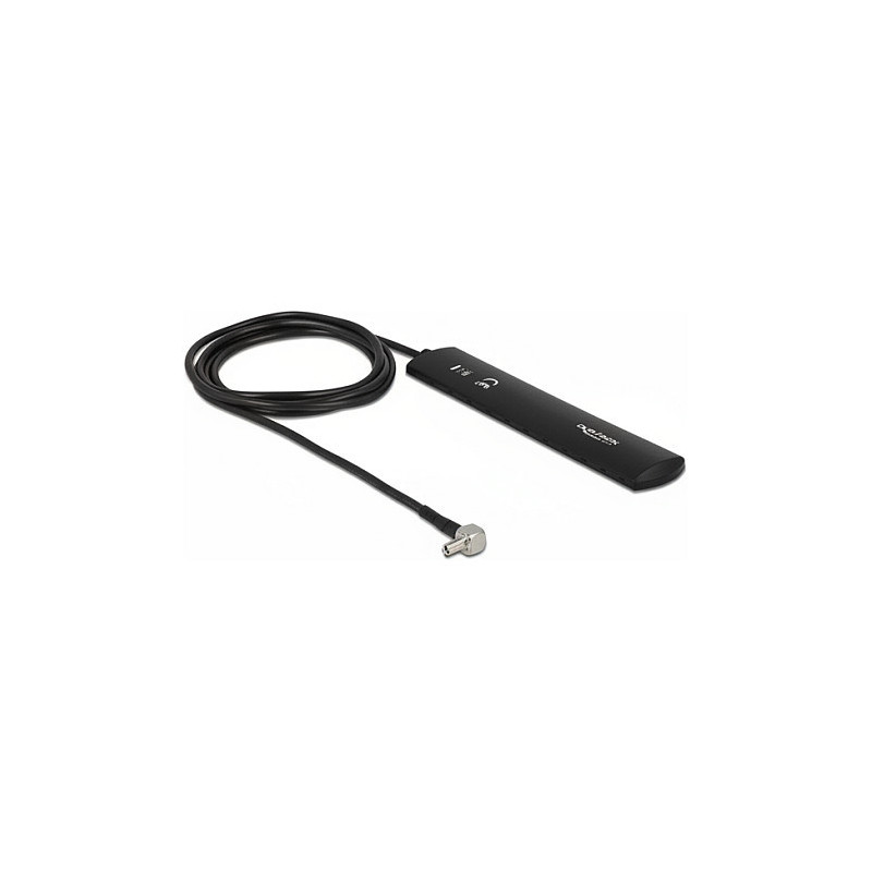 „Delock“ LTE antena TS9, jungtis 1,5 dBi, visakryptė, standi, su RG-174 jungiamuoju kabeliu, 1 m, lipnus tvirtinimas, la