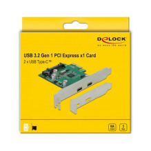 DeLOCK PCI Express x1 Card to 2 x external SuperSpeed USB (USB 3.2 Gen 1) USB Type-C™ female interface cards / adapter