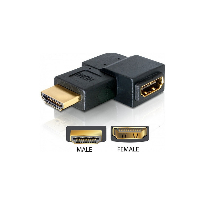 „DeLOCK“ adapteris HDMI kištukas, HDMI kištukas, 90° kairė jungtis
