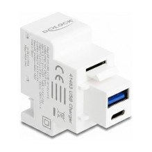 „Keystone“ modulis su USB A tipo ir USB C™ įkrovimo prievadu, PD, 20 W, baltas