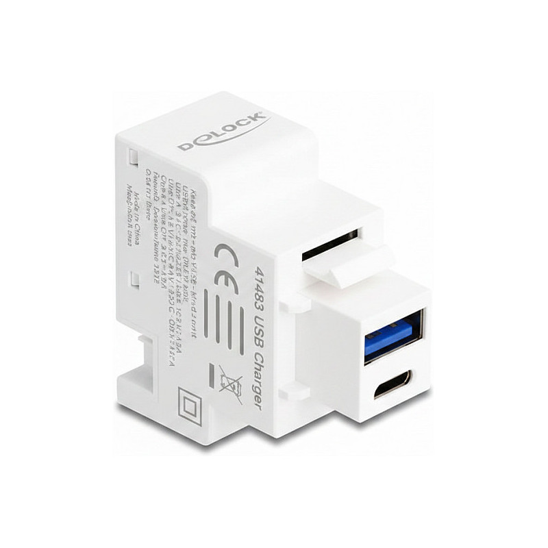 „Keystone“ modulis su USB A tipo ir USB C™ įkrovimo prievadu, PD, 20 W, baltas