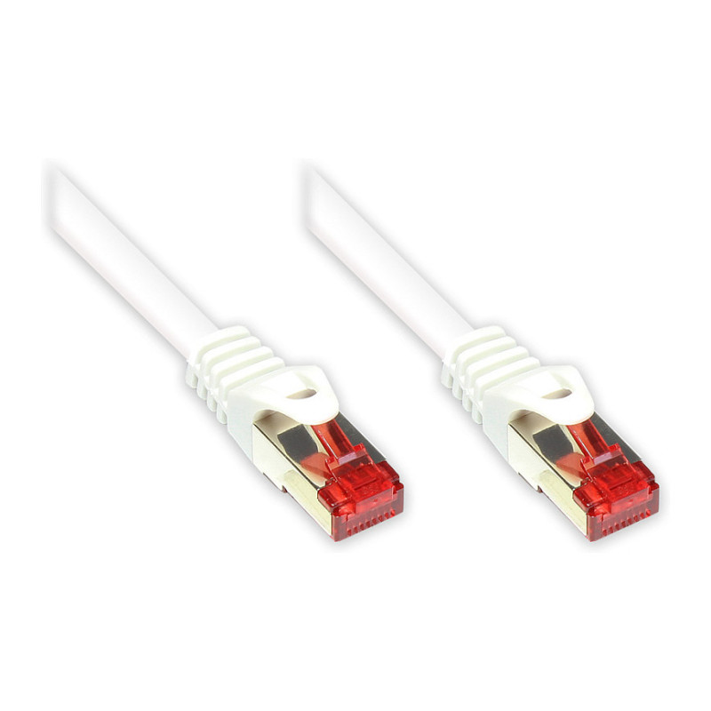 GoodConnections patch cable with locking tab protection, Cat. 6, S/FTP, PiMF, PVC, 250MHz, white, 0.25m