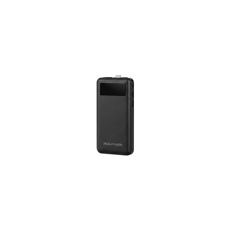 REALPOWER PB-10000 Plus, 10,000 mAh, 20W, 2x USB-A, 1xUSB-C blac