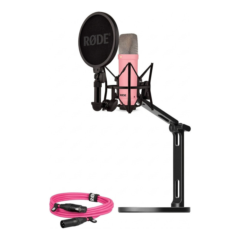 Rode Microphones NT1 Signature +XLR cable+Desktop Studio Arm (pink, bundle)