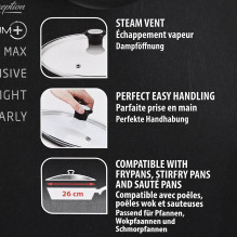 Tefal 28097612 keptuvės dangtis apvalus juodas, nerūdijantis plienas, permatomas Tefal 28097612 keptuvės dangtis apvalus juodas, nerūdijantis plienas, permatomas