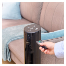 MPM MWP-26 / C floor-standing tower fan, 3-speed airflow control, very quiet operation, remote control, black