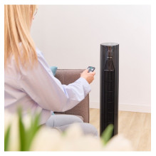 MPM MWP-26 / C floor-standing tower fan, 3-speed airflow control, very quiet operation, remote control, black