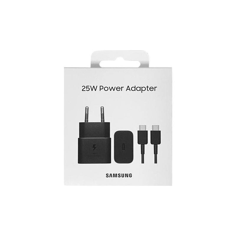 Įkroviklis originalus Samsung Fast Charging (USB-C) (EP-T2510XBE) (25W) juodas + USB-C laidas su įpakavimu