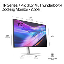 HP serijos 7 Pro 31,5 colio 4K „Thunderbolt 4“ prijungimo monitorius – 732xk kompiuterio monitorius