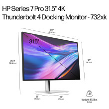 HP serijos 7 Pro 31,5 colio 4K „Thunderbolt 4“ prijungimo monitorius – 732xk kompiuterio monitorius