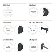 Beurer HC 30 Hair Dryer Black, Pink
