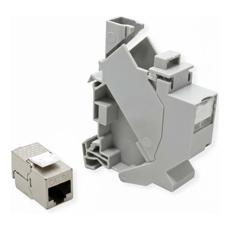 ROLINE DIN bėgelio adapteris „Keystone“ moduliams, įskaitant Cat.6A „Keystone“, ekranuotą, 45