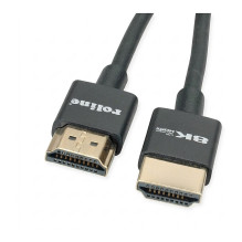 ROLINE 8K HDMI Ultra HD kabelis su Ethernet, plonas, ST/ST, juodas, 1 m