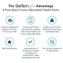 „StarTech.com“ 4POSTrack25U stovo spintelė „StarTech.com“ 4POSTrack25U stovo spintelė