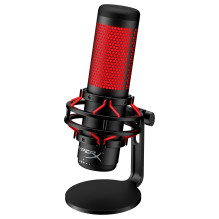 „HyperX QuadCast“ – USB mikrofonas (juodas-raudonas) – raudonas apšvietimas