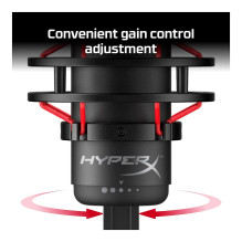„HyperX QuadCast“ – USB mikrofonas (juodas-raudonas) – raudonas apšvietimas