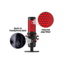 „HyperX QuadCast“ – USB mikrofonas (juodas-raudonas) – raudonas apšvietimas