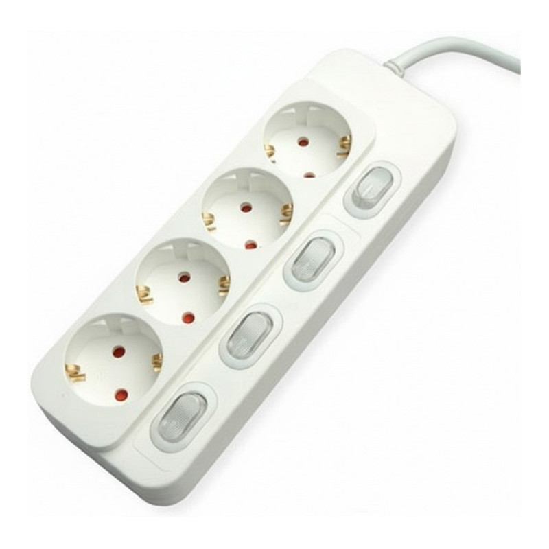 VALUE 4-way power strip with individual switches, white, 1.5 m