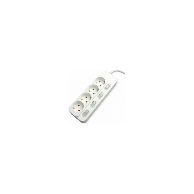 VALUE 4-way power strip with individual switches, white, 6 m