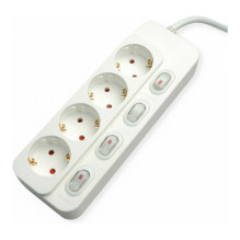 VALUE 4-way power strip with individual switches, white, 3 m