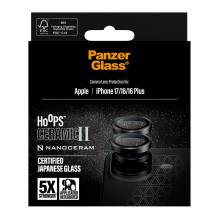 „PanzerGlass ® Hoops® Ceramic II“ kameros objektyvo apsauga, skirta „iPhone 17“, „iPhone 16“, „16 Plus“